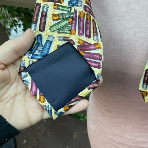 Alynn Neckwear yellow silk tie titled Shotgun Shells image of bullets - Picture 4 of 7